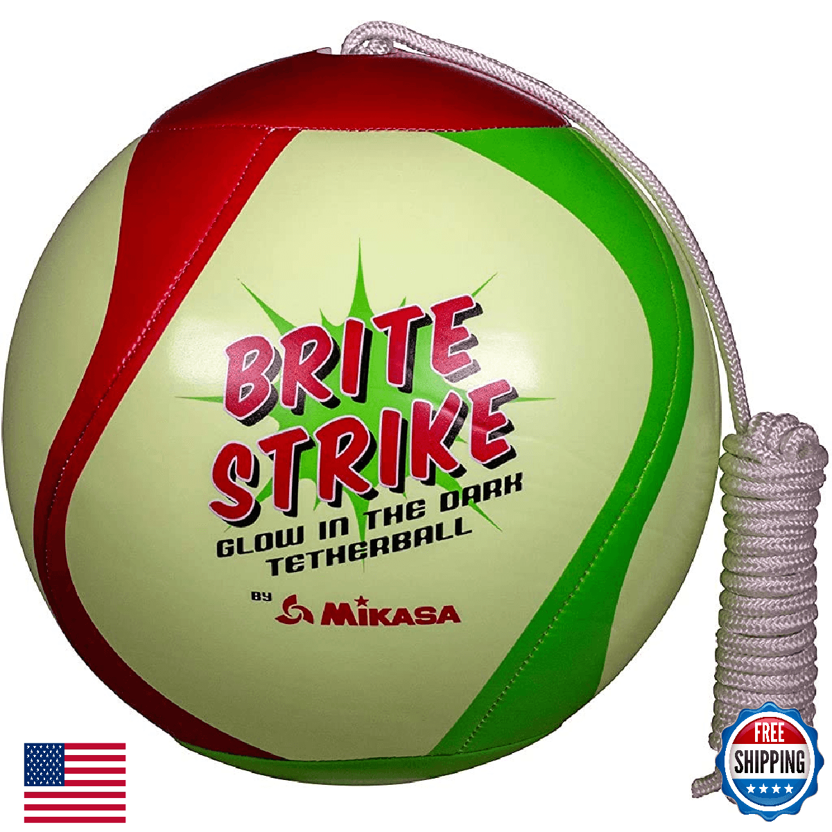 Mikasa Glow-in-the-Dark Multicolor Outdoor Tetherball w/ Rope - Image 1