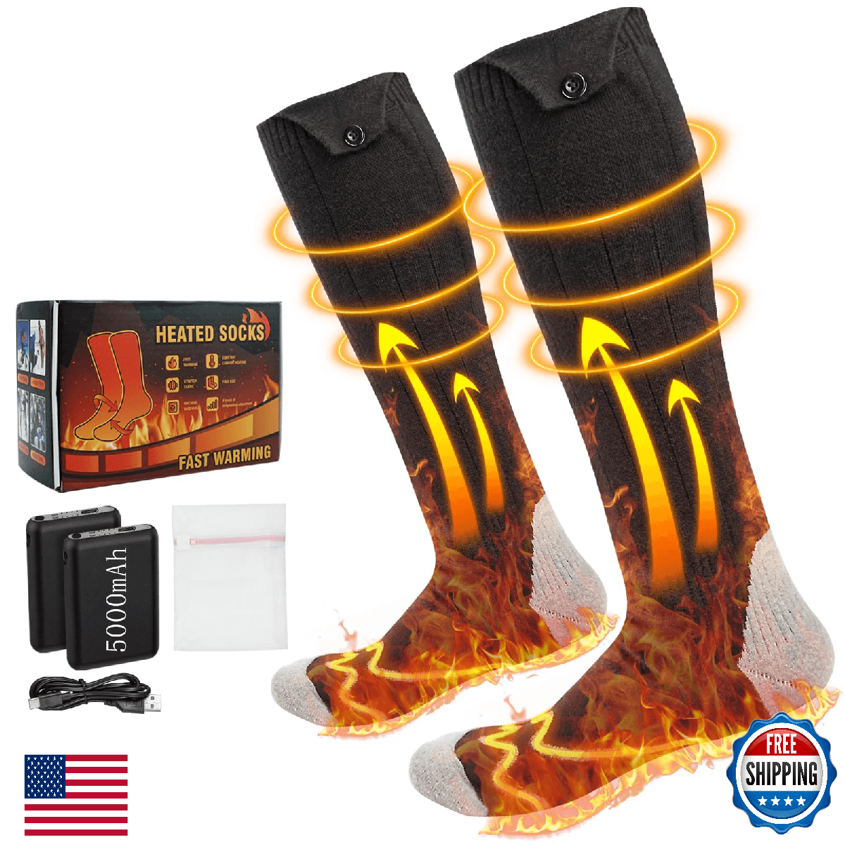 Heated Sock, Heated Socks for Women Men,4 Heat Adjustment,5000mAh Rechargeable E - Image 1