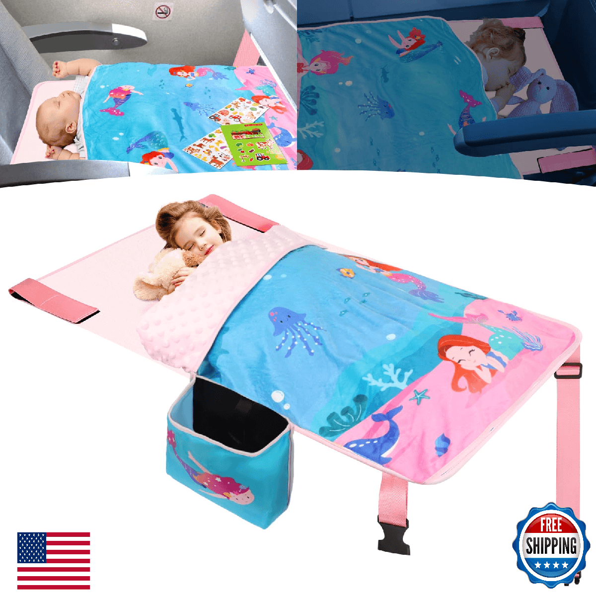 Gocozy Toddler Airplane Bed with Blanket, Airplane Seat Extender for Kids, Trave - Image 1