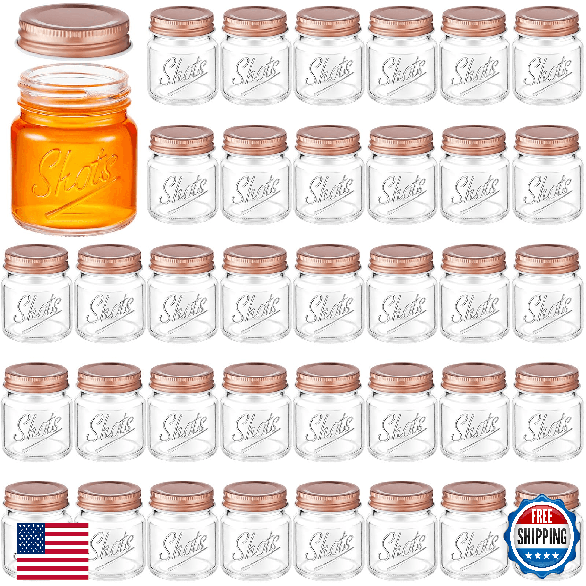 Tessco 36 Pcs Mini Mason Jar Shot Glasses with Lids 2 oz Dishwasher Safe - Image 1