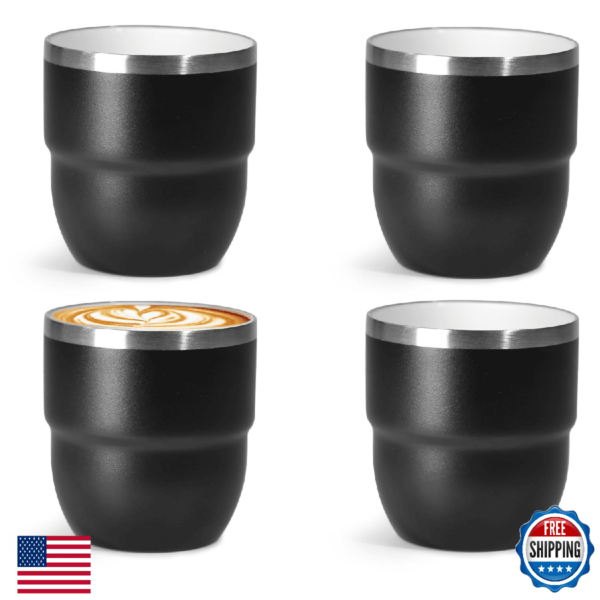CHLJAR 4 oz Espresso Cup, Ceramic-Lined 18/8 Stainless Steel Coffee Cup for Espr - Image 1