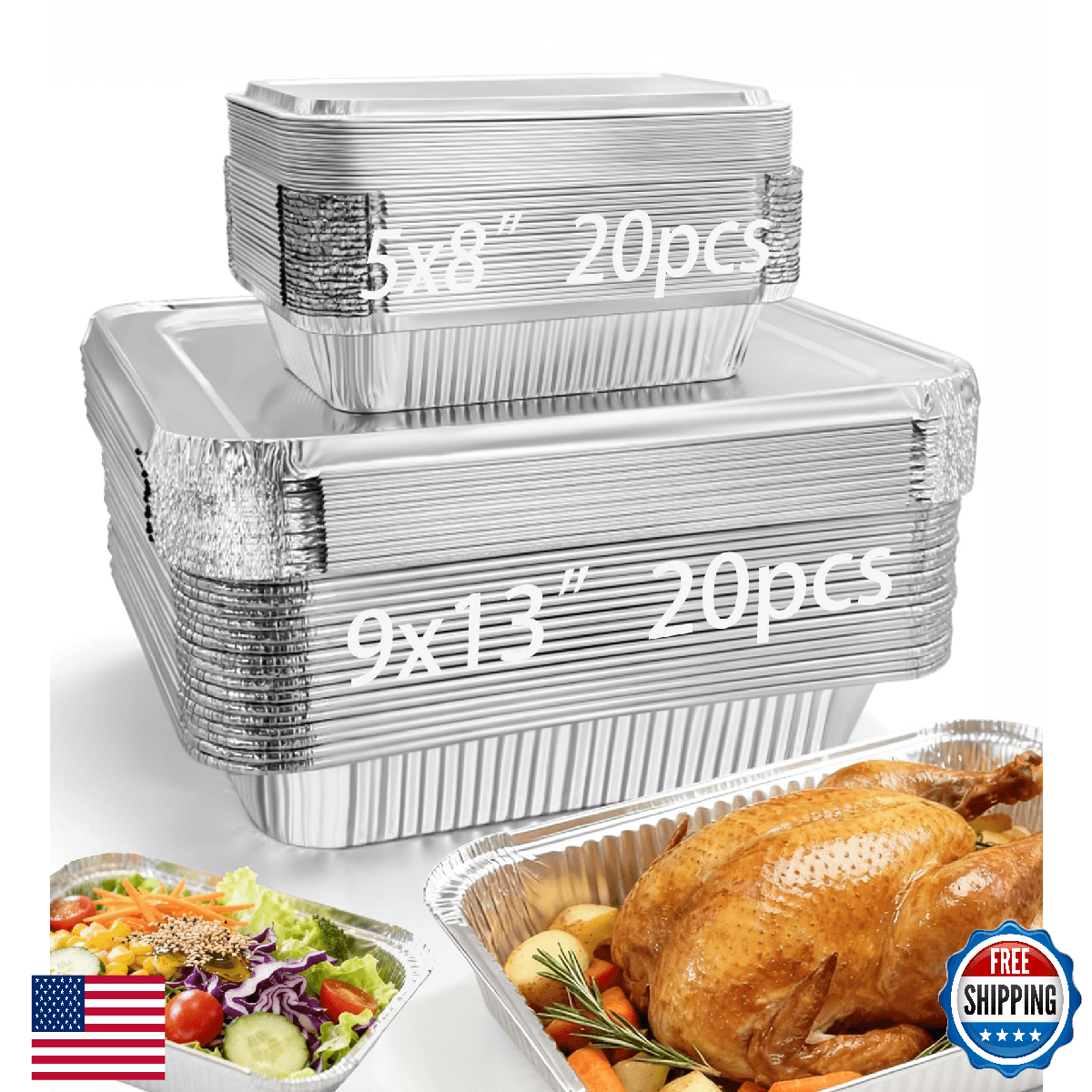Notwoe 40pc Disposable Aluminum Pans With Lids 9x13 8.2x5.7 Combo Set Baking Cak - Image 1