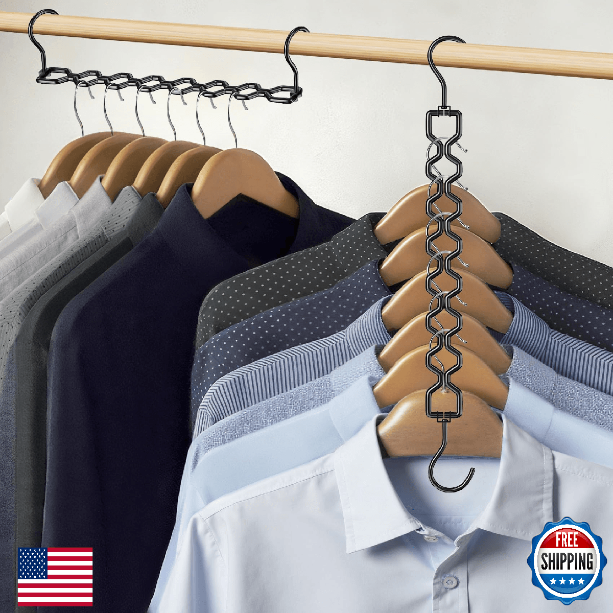 12 Pack Space Saving Clothes Hangers Heavy Duty 30Lbs Sturdy Metal Organizer wit - Image 1