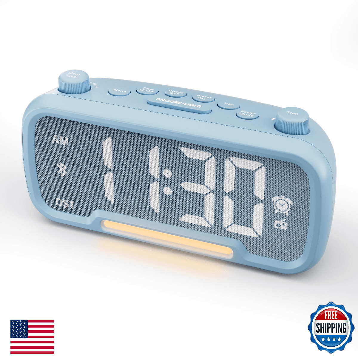 Mesqool Digital Alarm Clock with 2 USB Chargers,Bluetooth Speaker, FM Radio,Nigh - Image 1