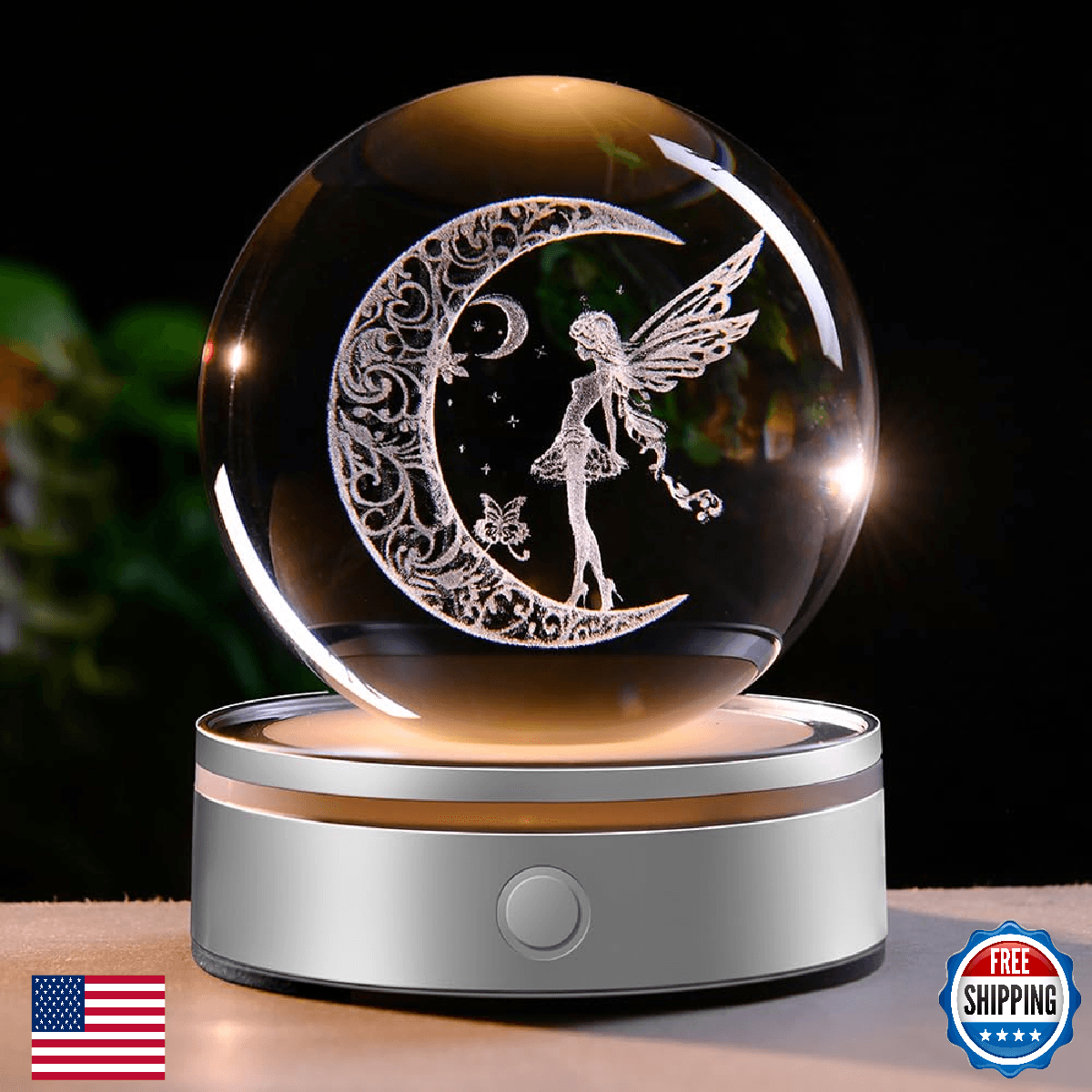 ZRENJHUS Fairy Gifts for Women 3D Crystal Ball Night Light Fairy Globe Gift for - Image 1