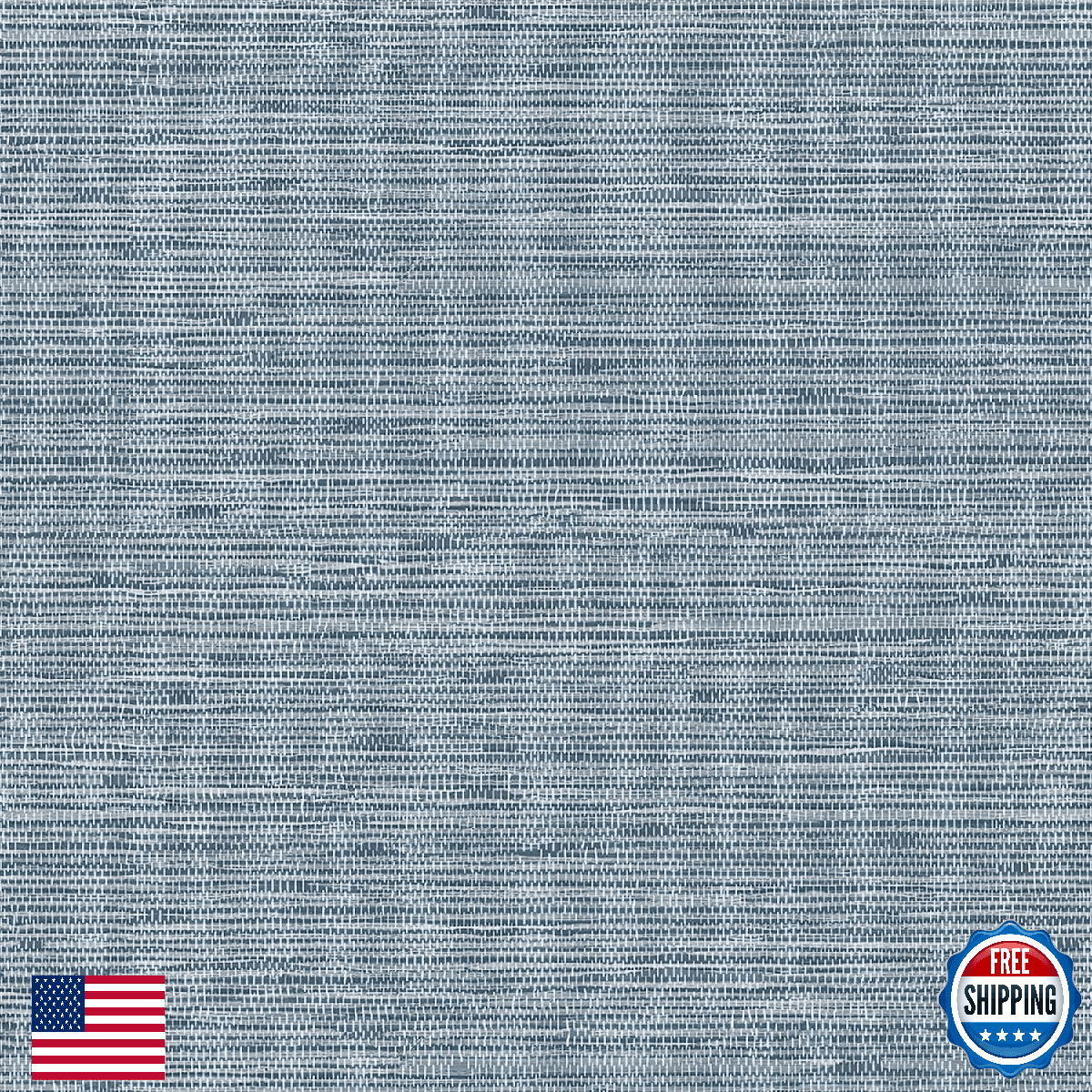 HueBurst Blue Grasscloth Peel & Stick Wallpaper 17.3"x 394" Textured - Image 1