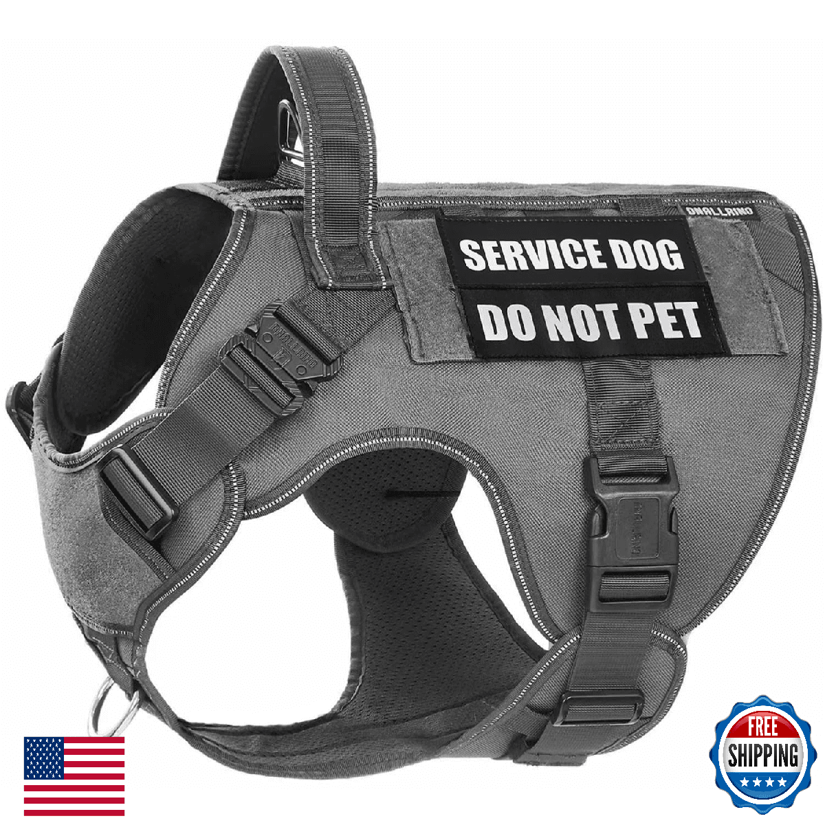 DNALLRINO Heavy Duty Tactical Dog Harness for Large Dogs w/Handle & MOLLE - Image 1