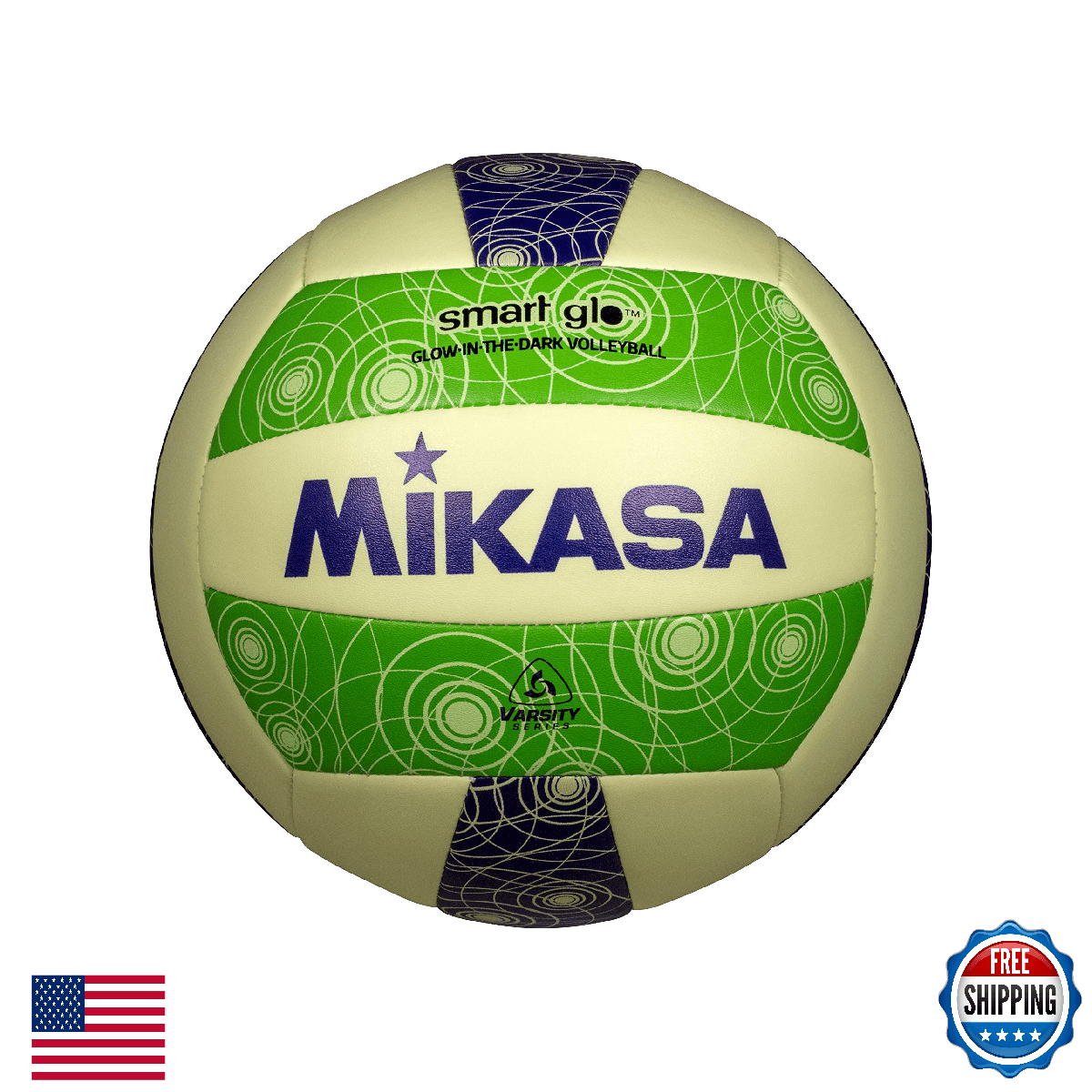 Mikasa VSG Official Size 5 Glow-in-the-Dark Volleyball, Soft Stitched Cover - Image 1