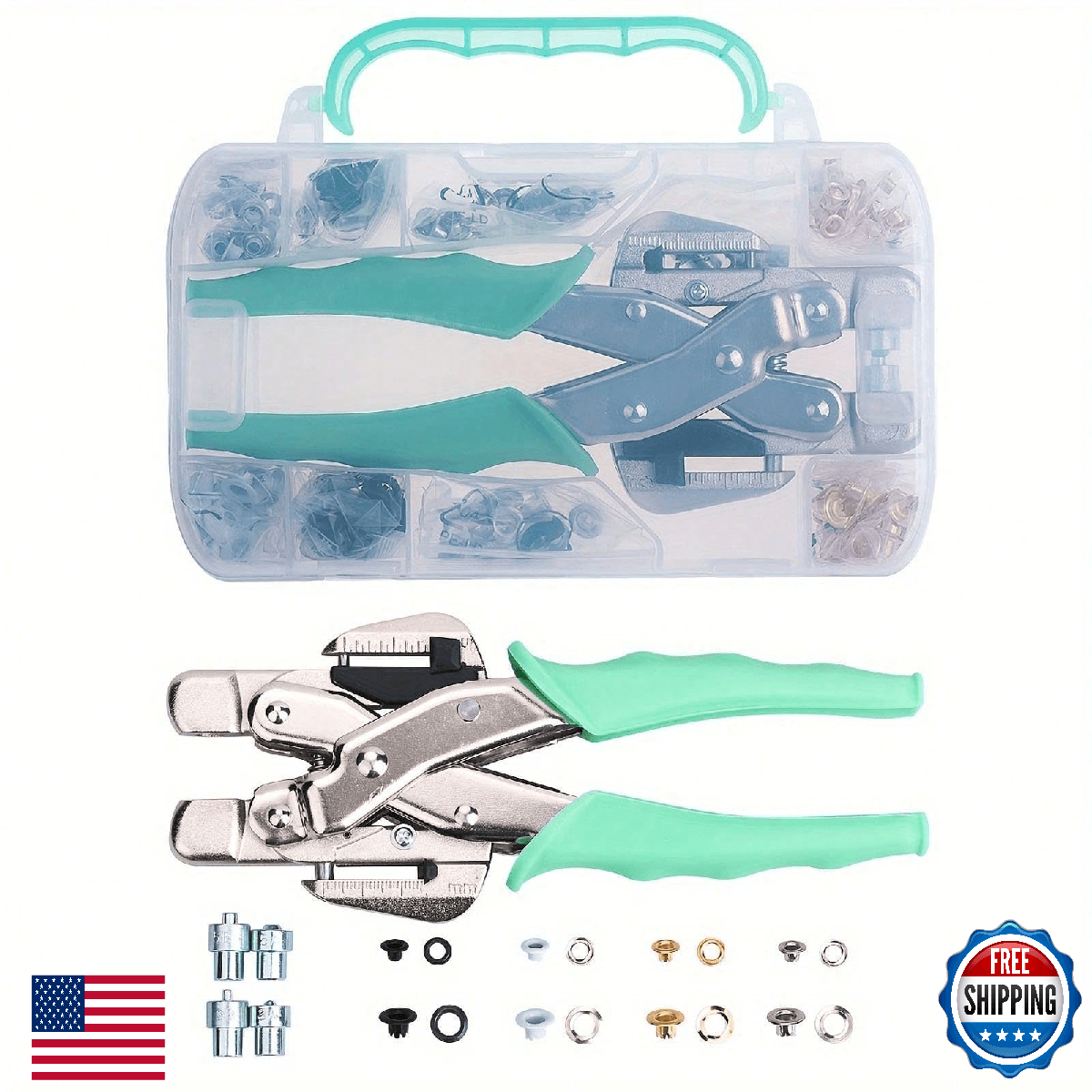 LZBRDY Professional 3mm & 5mm Eyelet Punch Pliers Kit with 160pcs Grommets with - Image 1