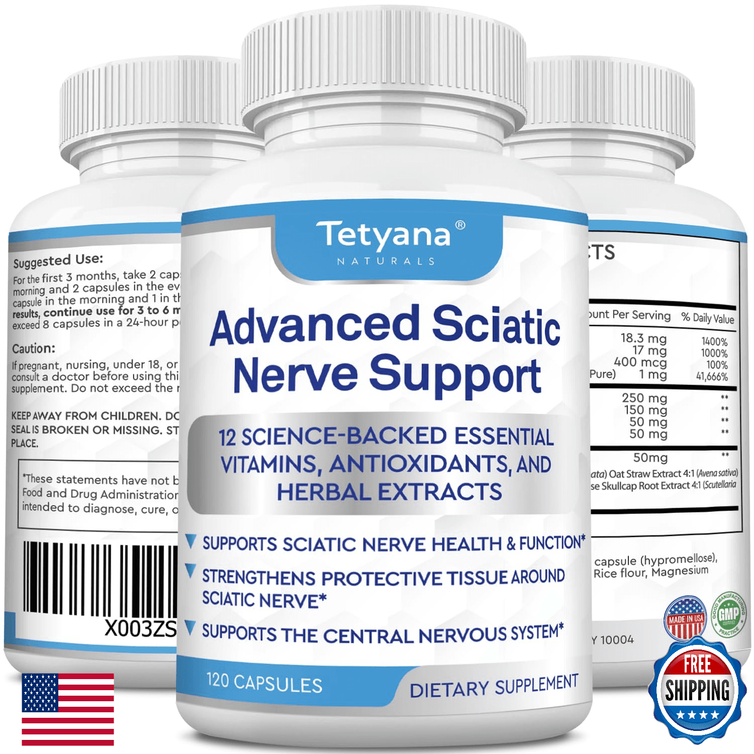 Advanced Sciatic Nerve Support Relief: Alpha Lipoic Acid Vitamin, Benfotiamine - - Image 1