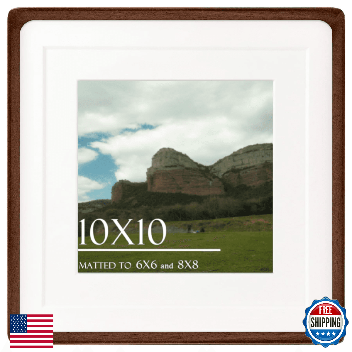 Husteria 10x10 Natural Walnut Wood Picture Frame, Solid Wooden Photo Frame - Image 1