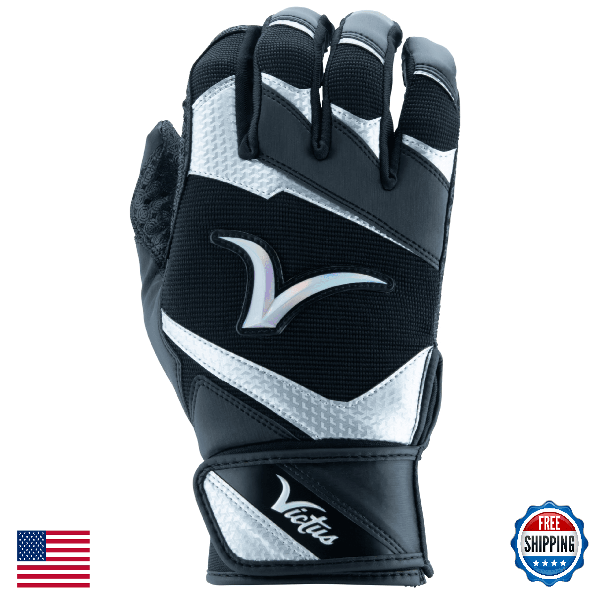 Victus Showtime Batting Glove, Black, Adult Large - Image 1