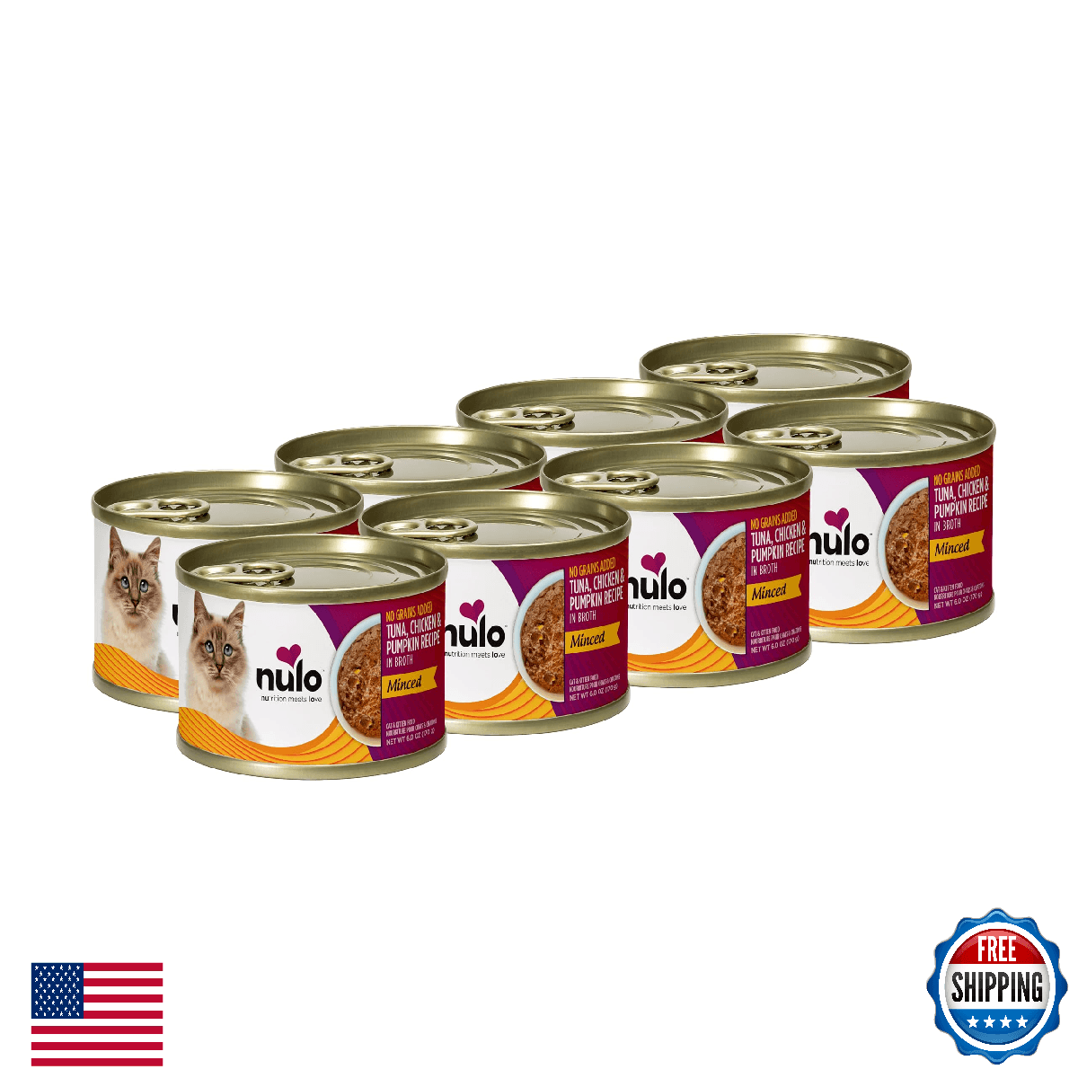 Nulo Grain-Free Minced Wet Canned Cat & Kitten Food, Tuna, Chicken, and Pumpkin - Image 1