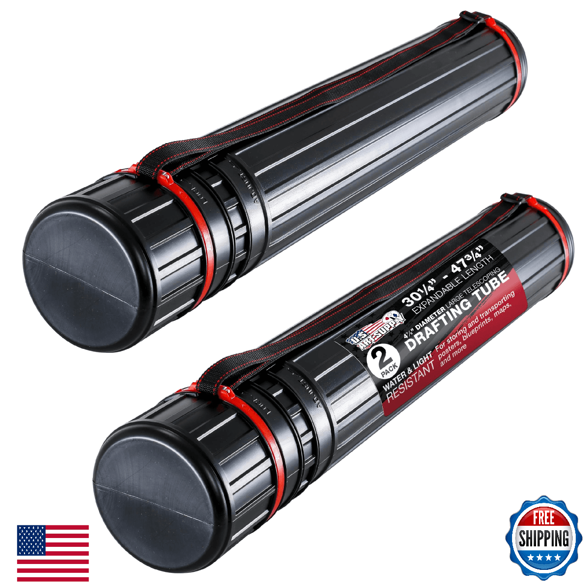 U.S. Art Supply Large Telescoping Drafting Tube Pack of 2 4-7/8" Outside Diamete - Image 1
