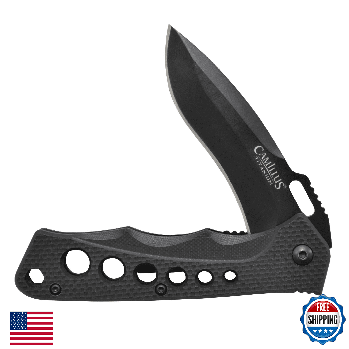 CAMILLUS Rage 7.25in Folding Knife 3in Carbonitride Titanium 440SS Blade - Image 1
