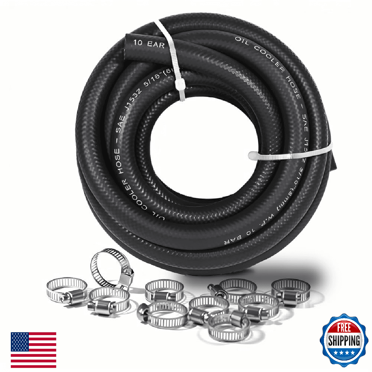 5/16 Transmission Oil Cooler Hose - J1532 Power Steering Hose 20FT with Clamps - Image 1