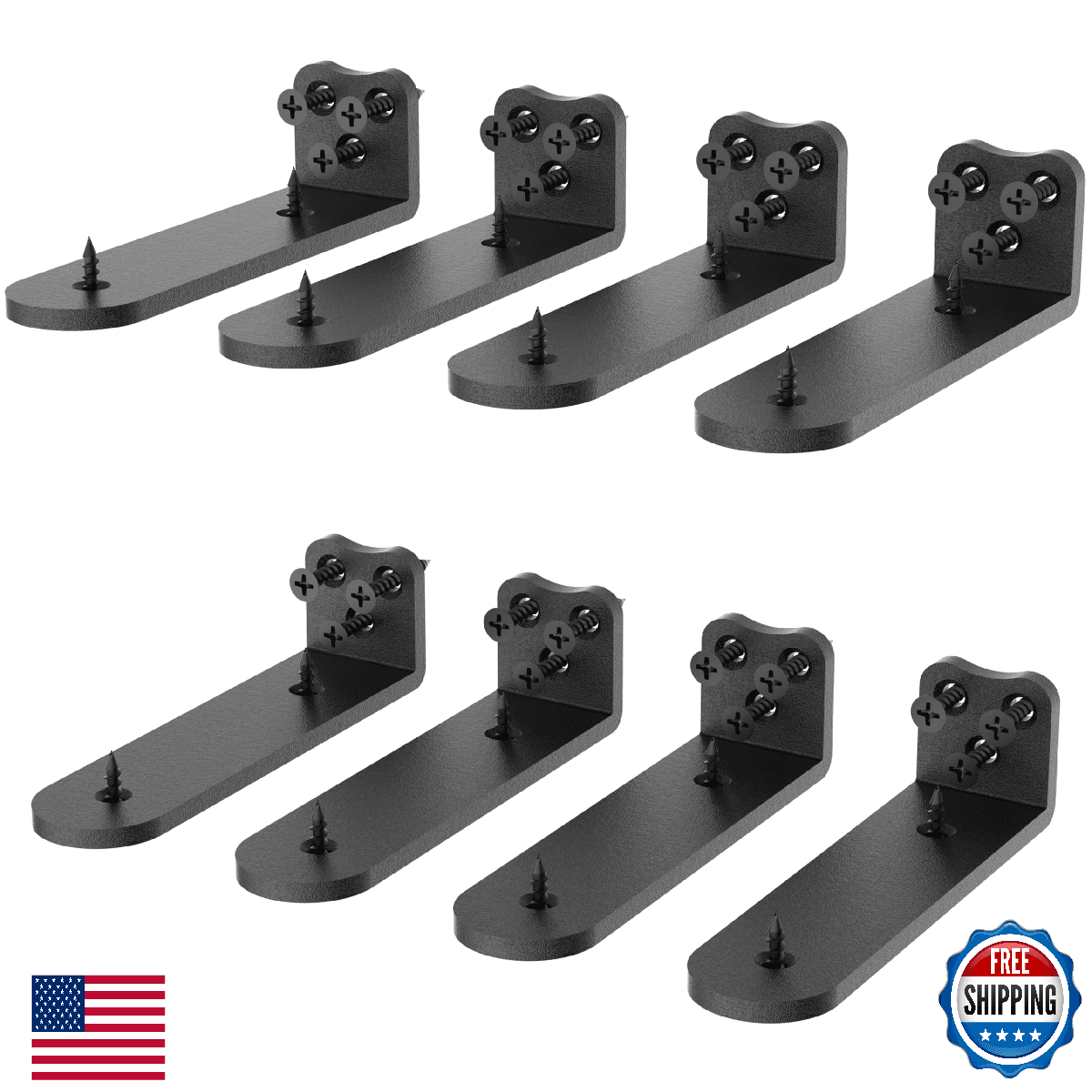 Neevolve 10" 8PK Black Heavy Duty Floating Shelf Brackets - Rounded Arc Design - Image 1