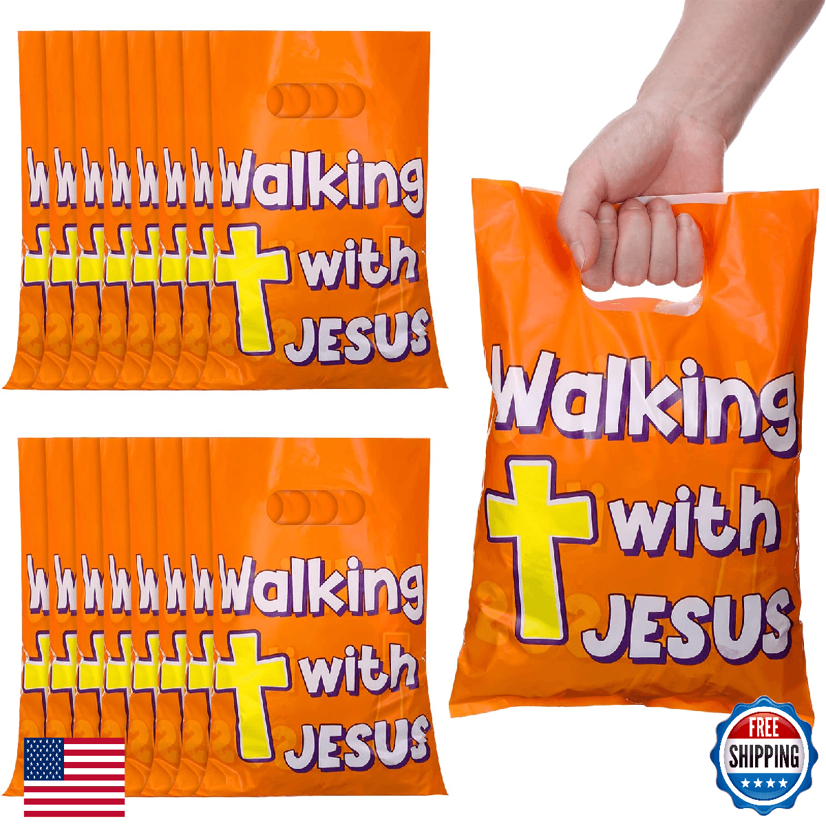 Panelee 100 Pcs Walking with Jesus Plastic Goody Bags Halloween Fall Religious T - Image 1