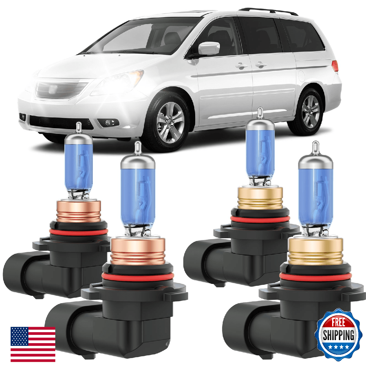 XFLHEHD Fits for 2005-2010 Honda Odyssey Halogen Headlight Bulbs Combo, Ultra Br - Image 1