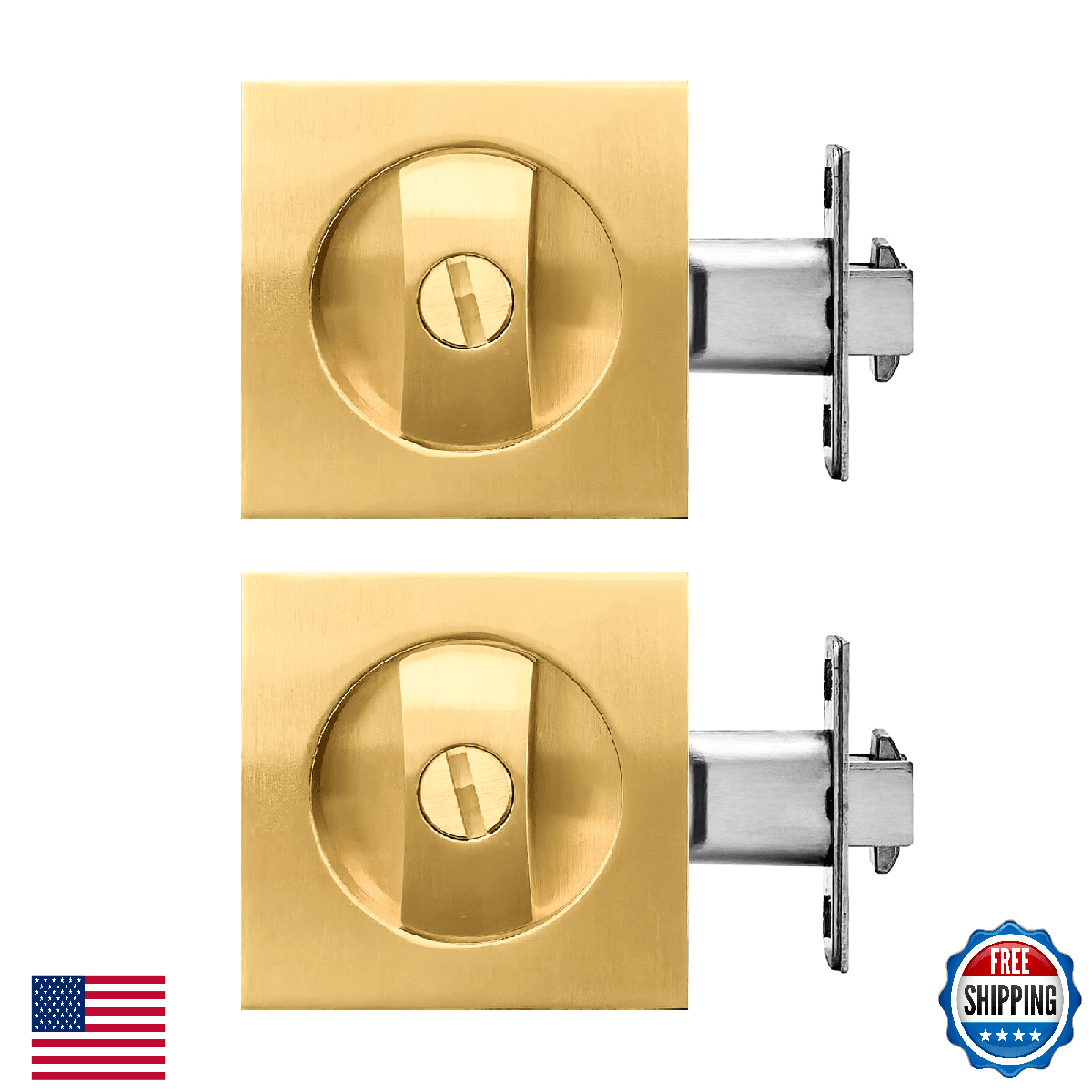 Pocket Door Lock with Key Privacy Hardware for Bathroom Bedroom - Secure & Styli - Image 1