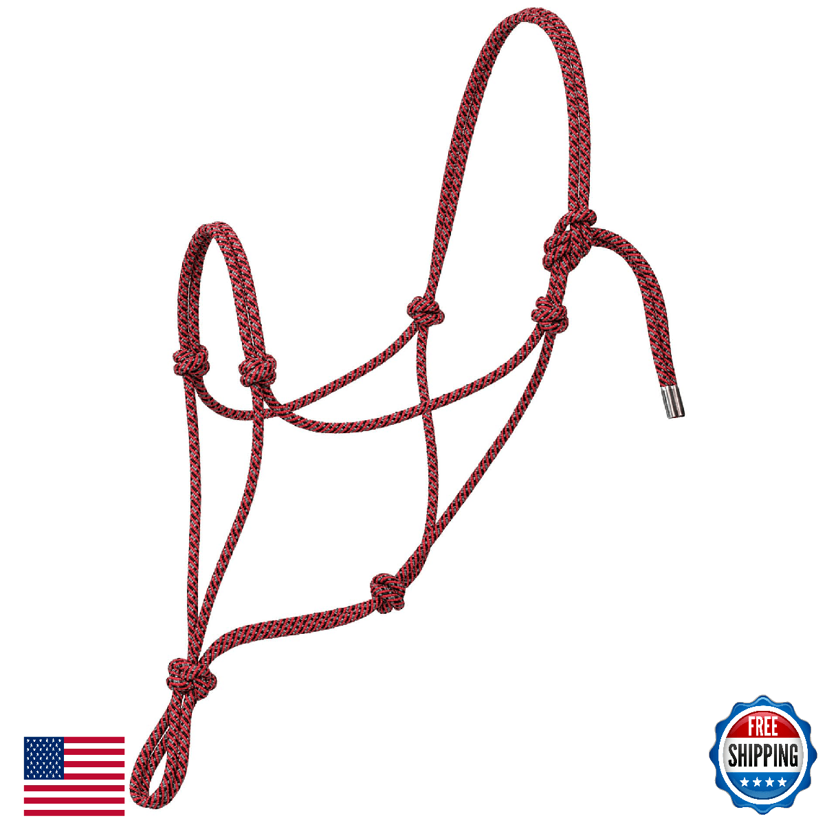 Weaver Leather Silvertip No. 95 Rope Halter, Black/Gray/Red, Average - Image 1
