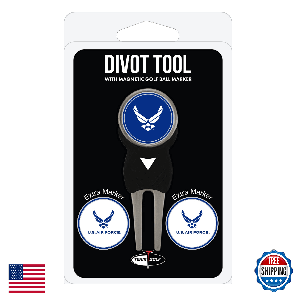 Team Golf Military Air Force Divot Tool Pack w/ 3 Golf Ball Markers - Image 1