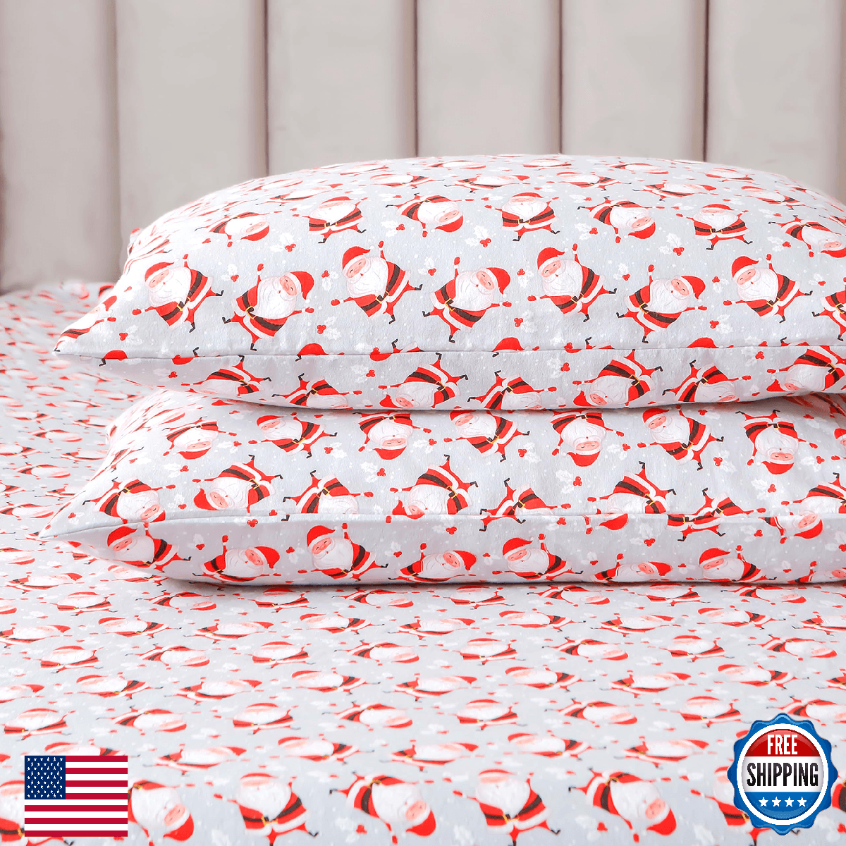 Elegant Comfort 4-Piece 100% Turkish Cotton Flannel Sheet Set - Holiday - Image 1