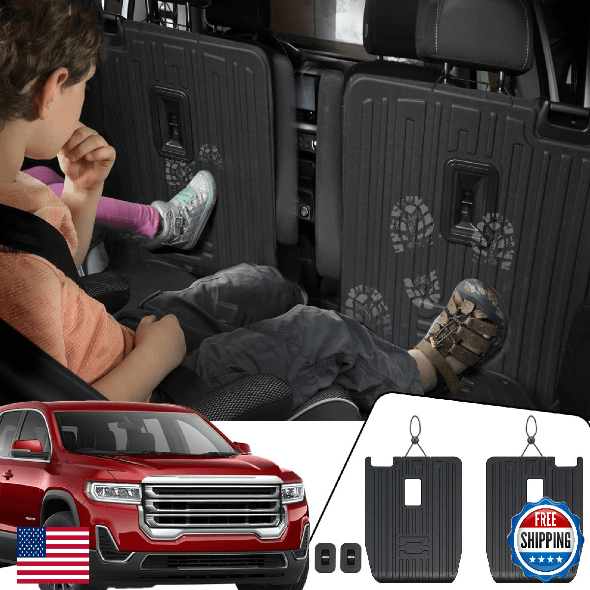 JOULARISE Backrest Mats Kick mats for 2017-2023 GMC Acadia 6 Seats Captain Chair - Image 1