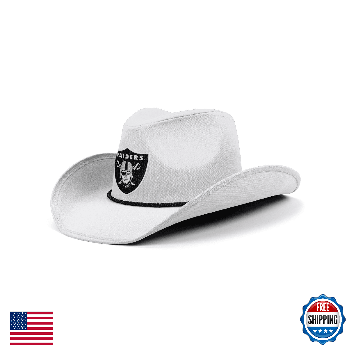 FOCO Las Vegas Raiders NFL Rhinestone Logo White Cowboy Hat - Image 1