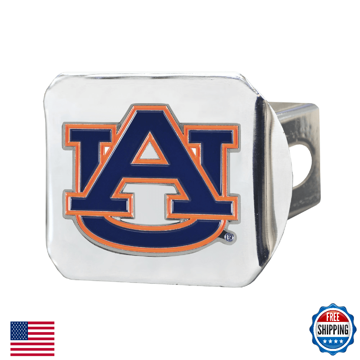 Auburn Tigers Chrome Metal 2" Hitch Cover with 3D Color Team Logo NCAA - Image 1