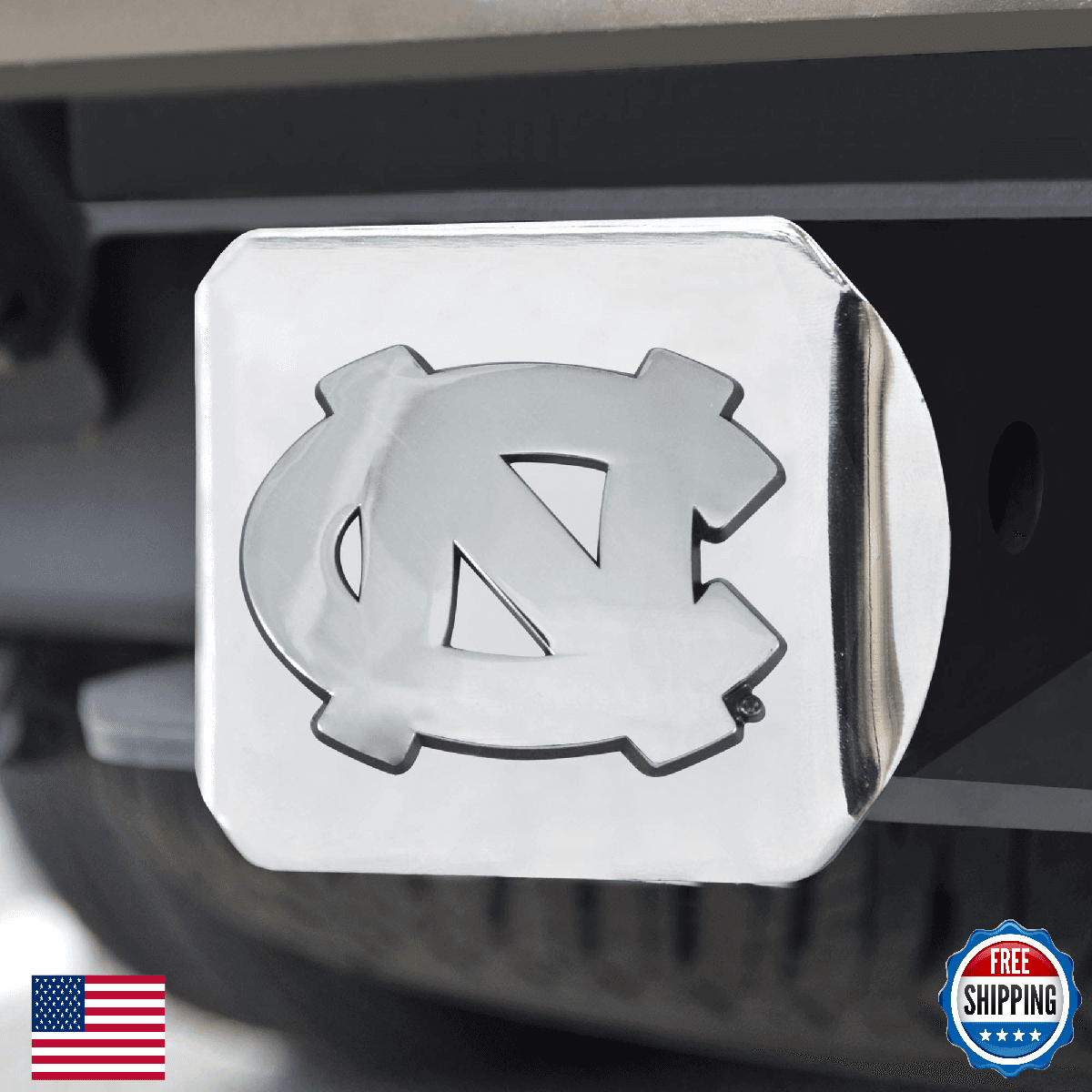 FANMATS North Carolina Tar Heels Chrome Metal Hitch Cover - 2" Type III - Image 1