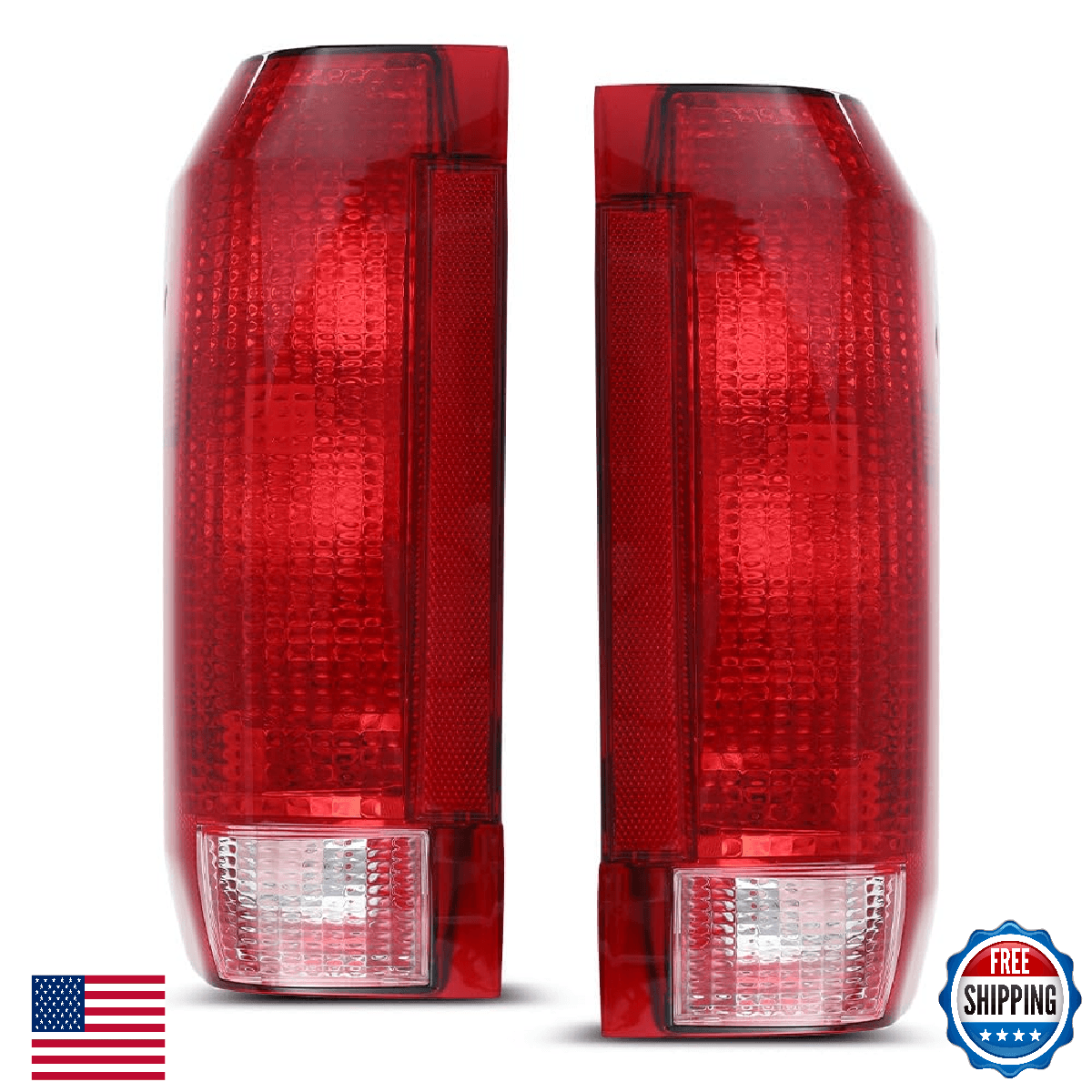 G-PLUS Tail Lights Ford F-150 Bronco 90-96 F-250 F-350 90-97 Red Lens - Image 1