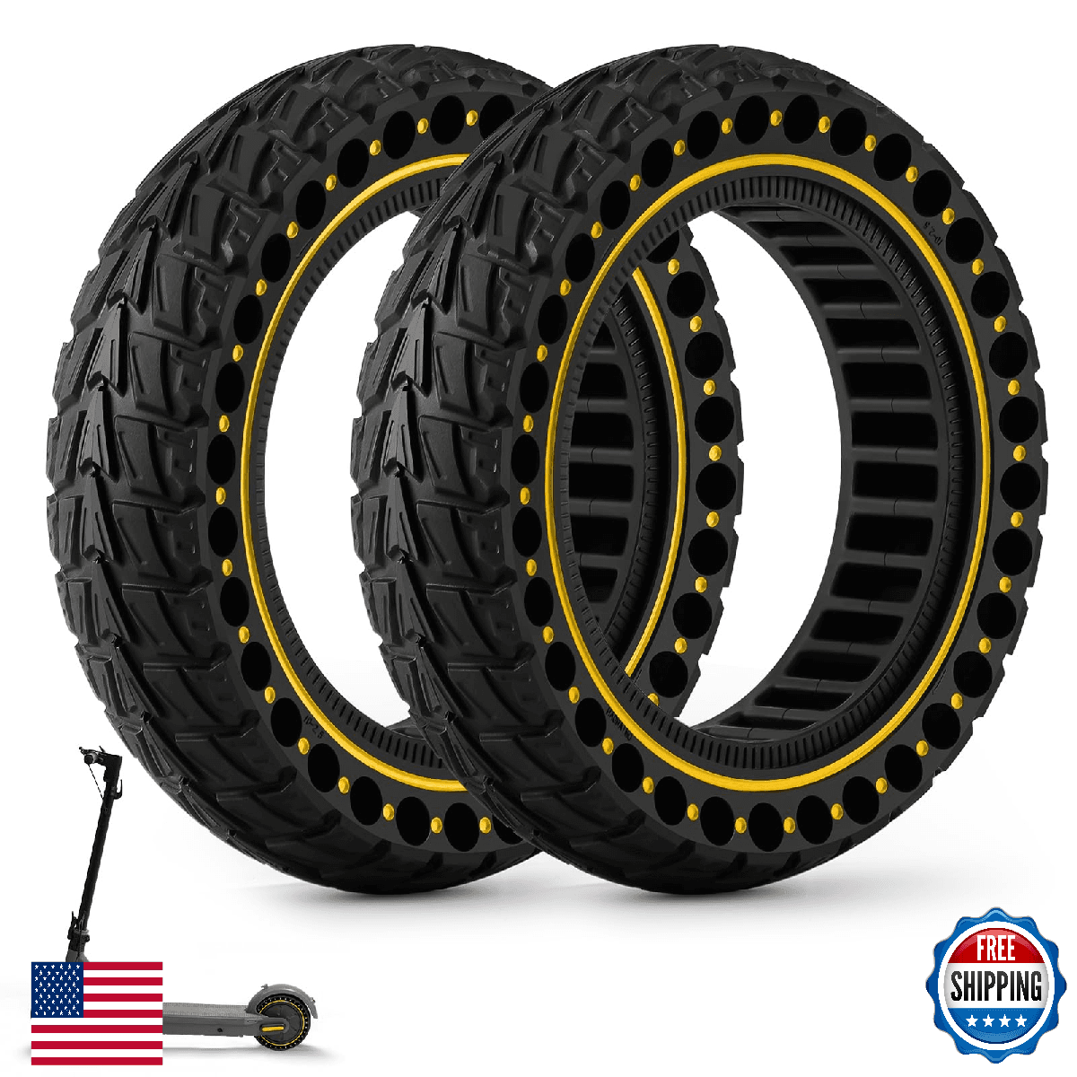 HAONAIMO 10" x 2.5" Solid E-Scooter Tire, Puncture-Proof, Honeycomb Design - Image 1