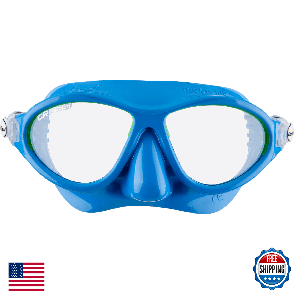 Cressi Moon Azure Lime Junior Mask for Swimming & Snorkeling 7-15 Years - Image 1