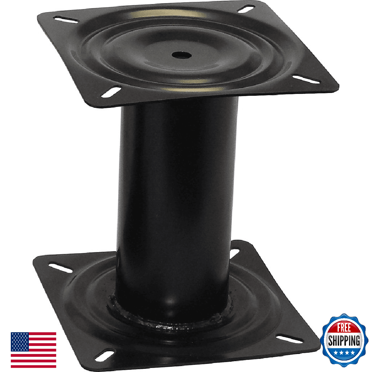 Shoreline Marine Seat Pedestal - 7" Steel, Black, Fixed for Swivel Base - Image 1