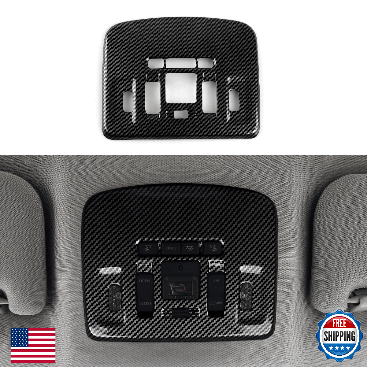Toyota Camry 2018-2026 Front Reading Light Lamp Trim Cover Carbon ABS Decal Stic - Image 1