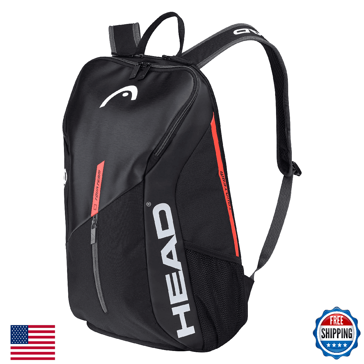HEAD 2022 Tour Team Tennis Backpack - Black/Orange - Durable & Spacious - Image 1