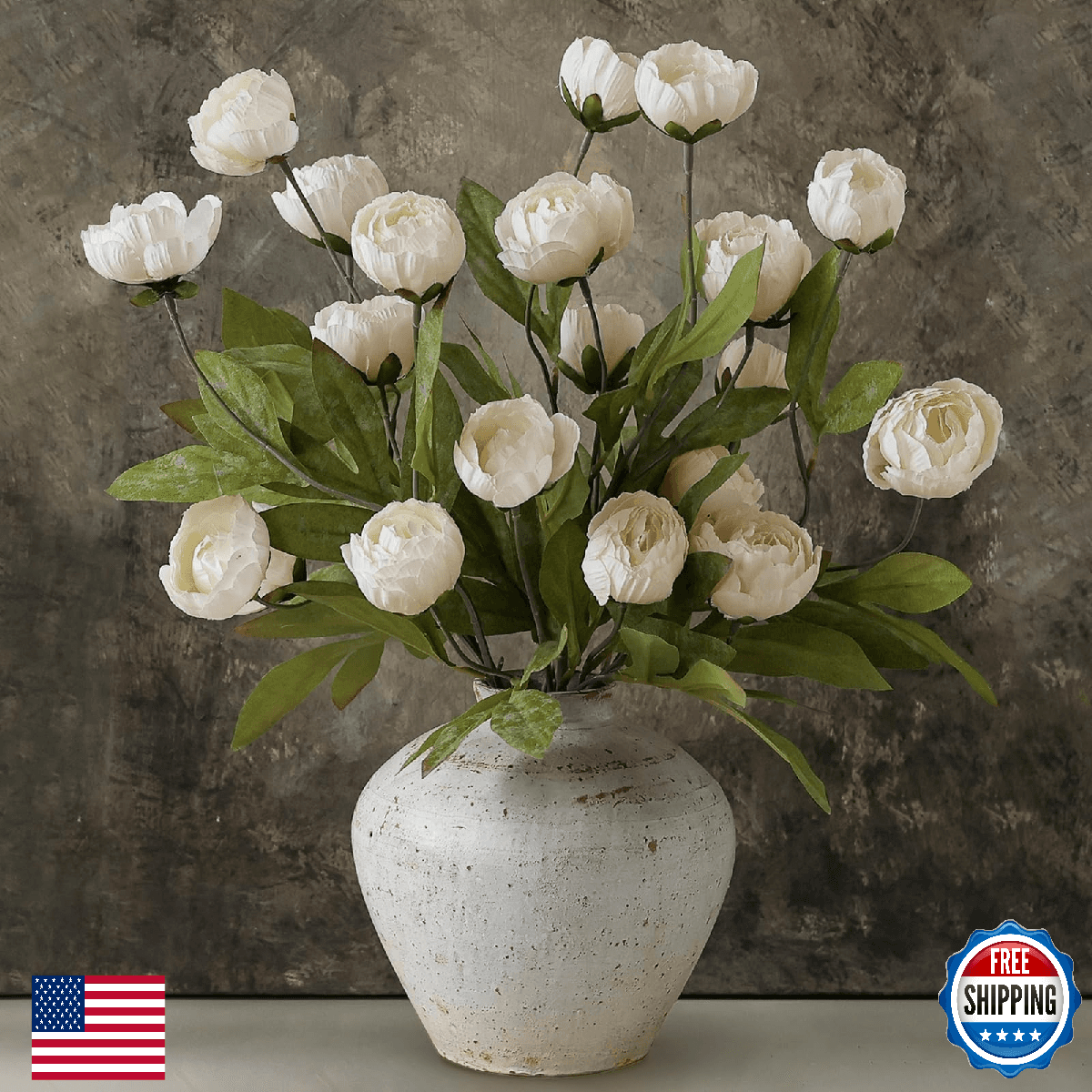 VIERENA 6 Pcs Faux Silk Peony Artificial Flowers for Vase -27", Bulk Fake Peonie - Image 1