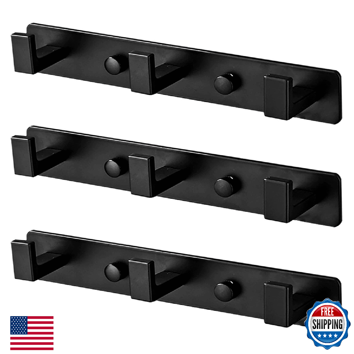 Vanloory Heavy Duty Stainless Steel Wall Mounted Coat Rack 9 Tri Hooks Rustic Cl - Image 1