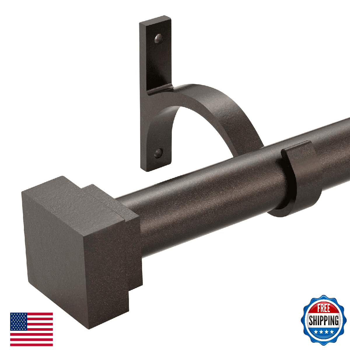 Adjustable Single Curtain Rod, 48-84" (4-7ft), 1" Diameter, Aluminum Alloy - Image 1
