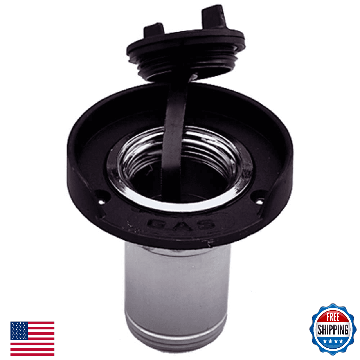 Perko 1313DP0CHR Gas Fill, Polymer Cap & Flange for 1.5" Hose - Black - Image 1