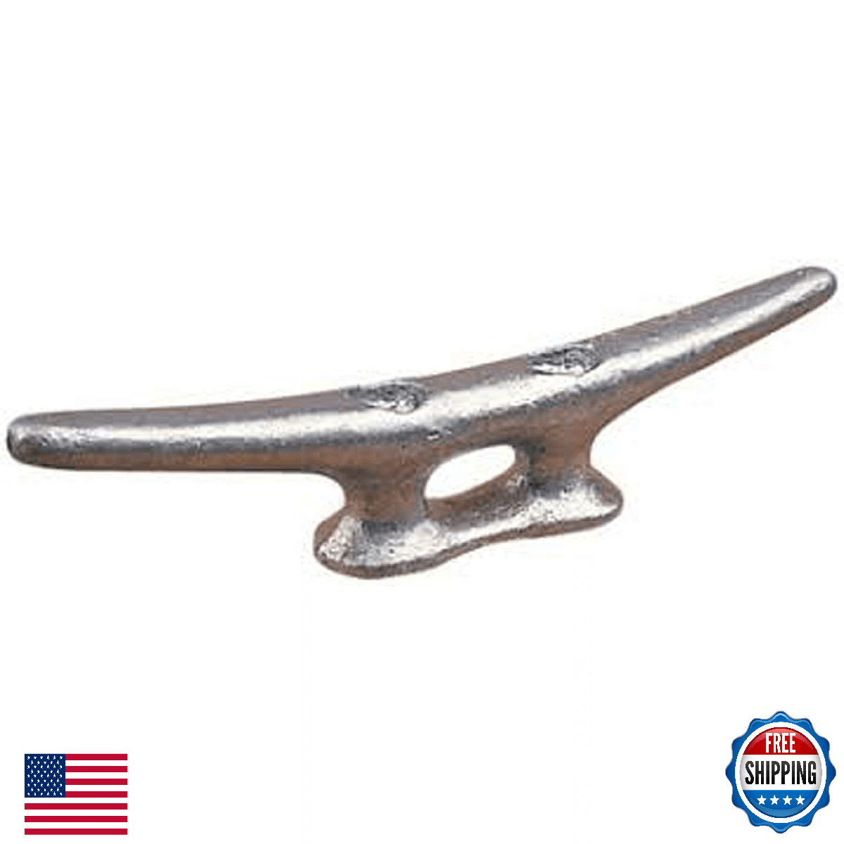 Sea-Dog 040112 Hot Dipped Galvanized Iron Flat Head Open Base Cleat 12" - Image 1