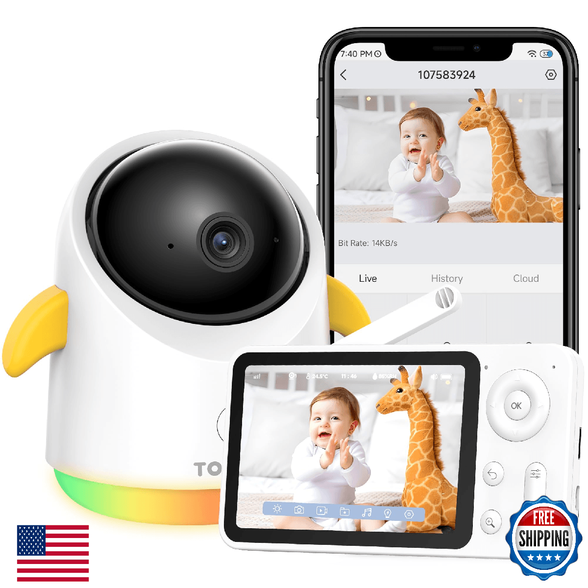 Baby Monitor with Camera and Audio WiFi/No WiFi: Baby Monitor WiFi Smartphone AP - Image 1