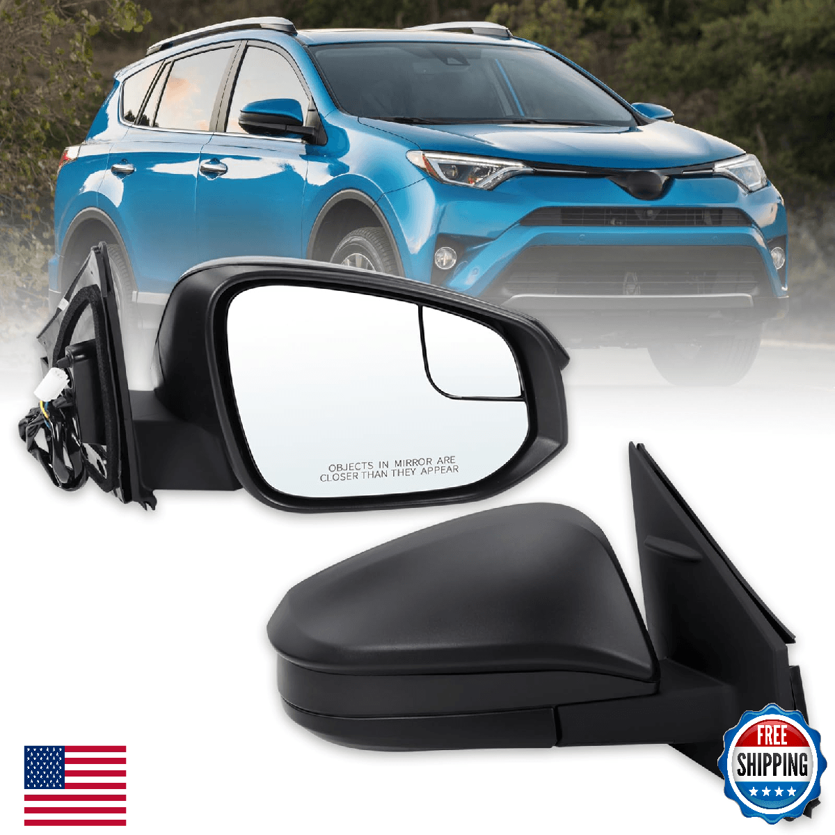 Lqito Passenger Side Power Folding Mirror Toyota RAV4 2016-18 Black #TO13 - Image 1