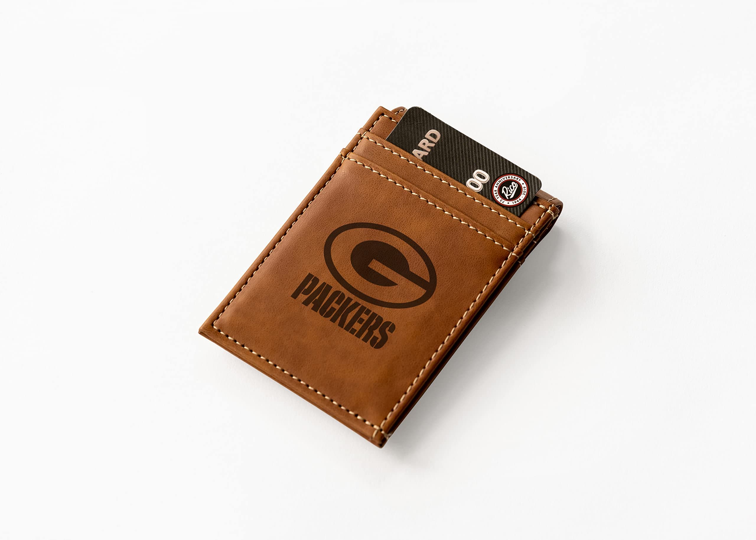 Rico Industries Laser Engraved Front Pocket Wallet, Green Bay Packers, Brown - Thumbnail 2