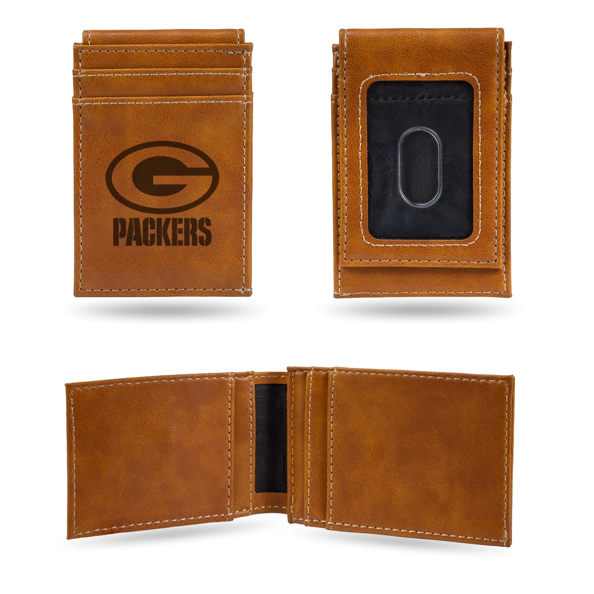Rico Industries Laser Engraved Front Pocket Wallet, Green Bay Packers, Brown - Thumbnail 7