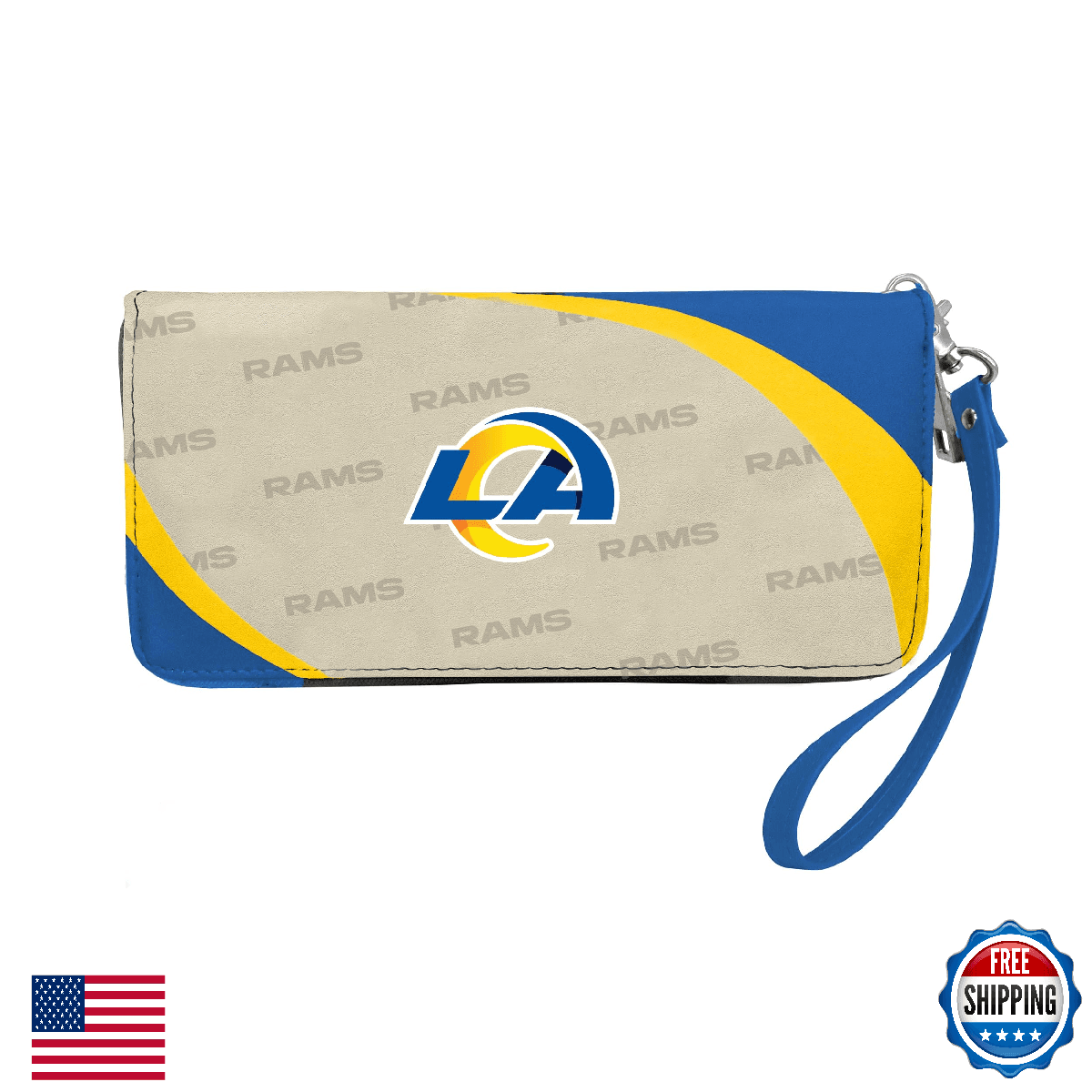 Littlearth NFL Los Angeles Rams Curve Zip Organizer Wallet 8"x4"x1" - Image 1