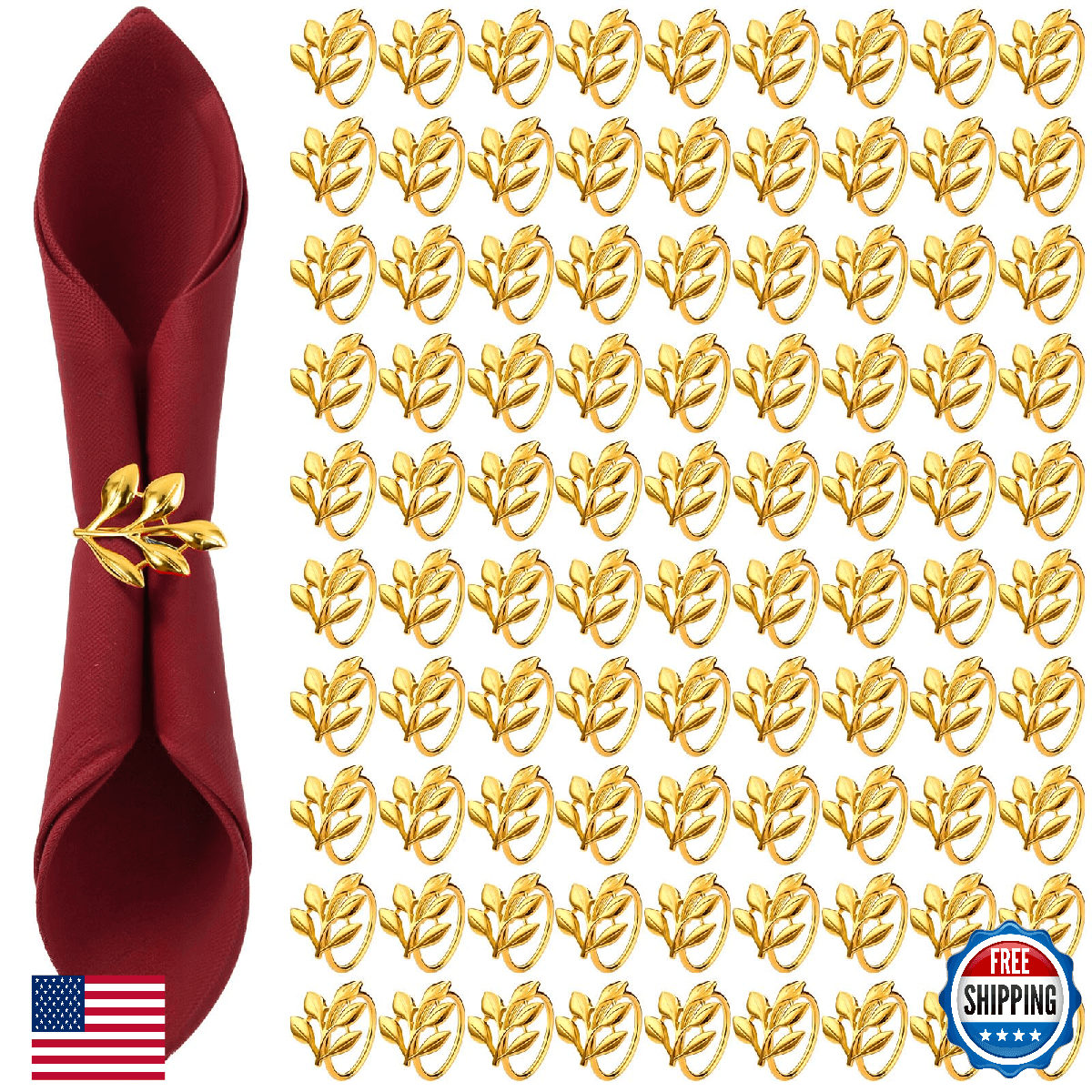WILLBOND Leaf Napkin Rings Holders Fall Party Napkin Rings for Christmas Thanksg - Image 1