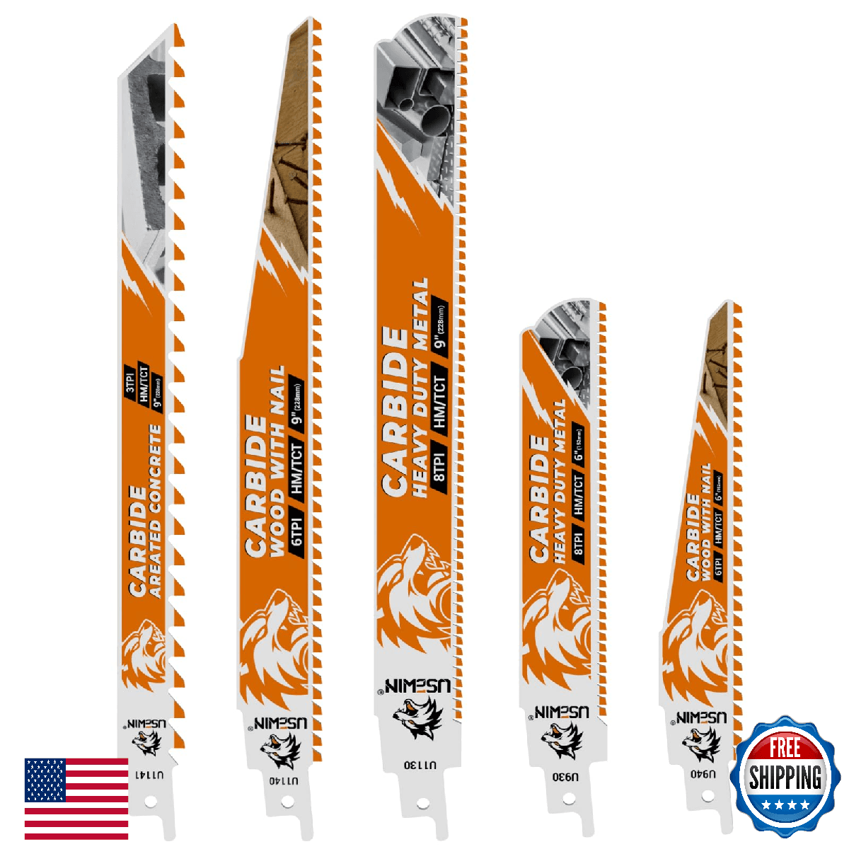 5 Pack Carbide Reciprocating Saw Blade Set, Premium Metal Blades Set for Nail Em - Image 1