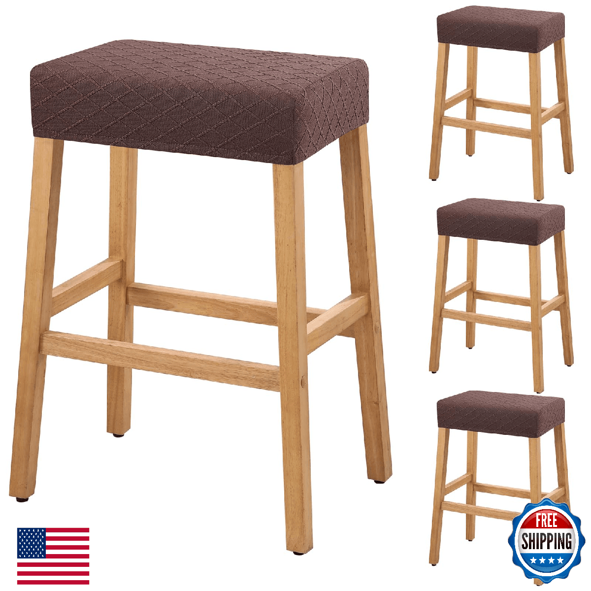 YISUN 4pk Waterproof Rectangle Bar Stool Covers Saddle Seat Counter Chair - Image 1